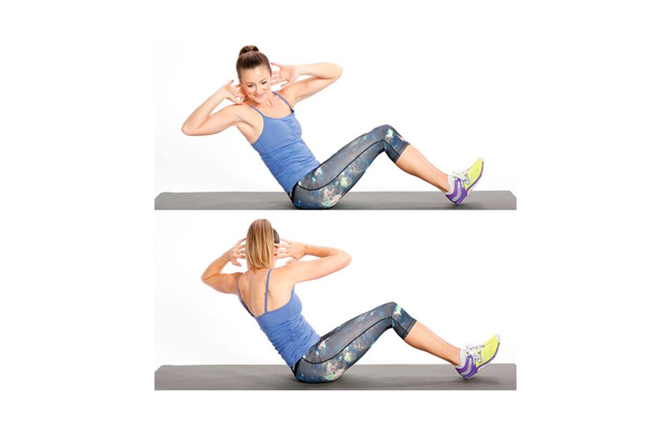 Lift the body with a twist against the excess weight on the sides